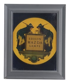Maxfield Parrish Designed Mazda Lamps Advertising on Glass