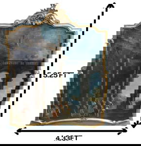 Impressive 18th Century Oil on Canvas Figures in Colonnade