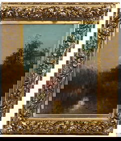 Edward Moran (1829- 1901) American, Oil on Canvas: Edward Moran (1829- 1901) American, Oil on Canvas. American marsh with moon in the distance. Original frame. Original stretcher. Overall Size: 31 1/2 x 27 1/4 in. Sight Size: 21 1/2 x 17 in. Frame Thi