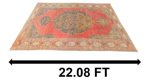 Rare Antique Palace Size 22 x 12 ft. Persian Tabriz Wool Carpet
