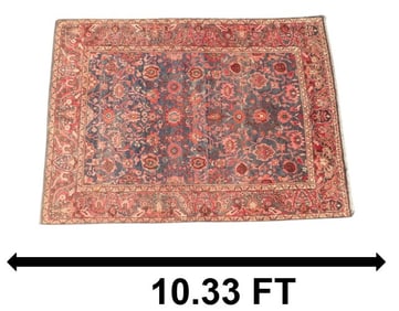 Antique Persian 10 Foot Sarouk Wool Carpet