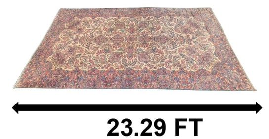 Incredibly Large 23 Foot Handmade Persian Kerman Wool Carpet