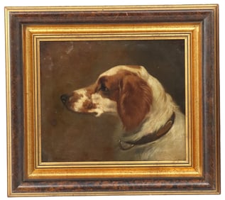 Herman Gustav Simon (1846-1895) American, Oil on Canvas Painting of an English Setter