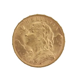 Swiss 20 Francs Gold Coin - Gross 6.4 g.