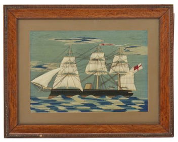 British Royal Navy Woolwork of a Steamsail Ironclad Battleship
