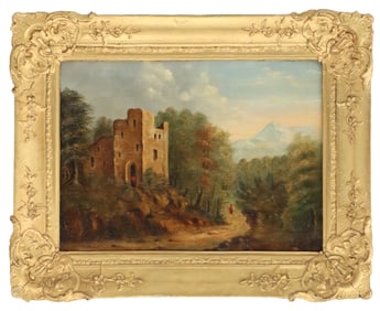 George Cole (1810-1883) British, Oil on Canvas, "Newminster Abbey Near Morpath, Northumberland"