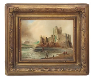 James Bell Anderson (1886-1938) British, Oil on Board, "Carrickfergus Castle, Ireland"