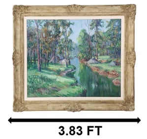 Post-Impressionist French River Landscape Oil on Canvas