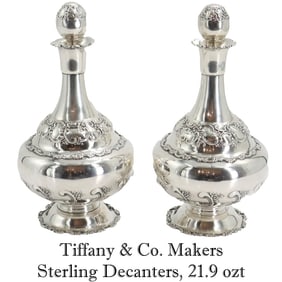 Fantastic Pair of Tiffany & Co. Makers Sterling Decanters, 21.955 ozt