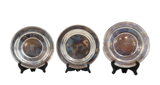 (3) American Sterling Silver Plates - 24.455 ozt.