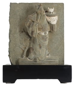 Chinese Hand Carved Stone Figural Bas Relief Plaque