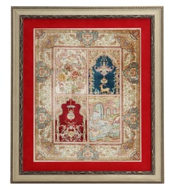 Turkish Hand Knotted Framed Miniature Rug