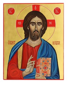 Contemporary Russian Orthodox Hand Painted Icon of Christ Pantocrator