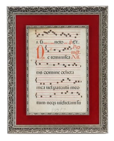 Framed 16th Century Antiphonal Manuscript Leaf on Vellum - AS IS