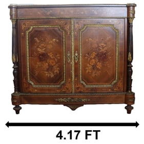 Antique Louis XVI Revival Style Marquetry Cabinet