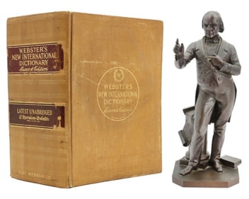Emile Boyer (1877-1948) French, Bronze Sculpture of Daniel Webster & 1946 Webster Dictionary
