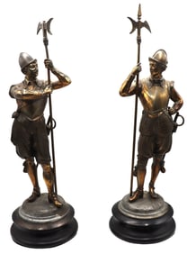 Pair of 16th Century Conquistador Sculptures