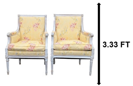 Pair of French Louis XVI Style Bergeres