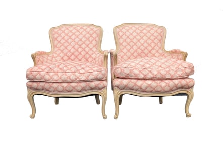 Pair of French Louis XVI Style Lounge Chairs