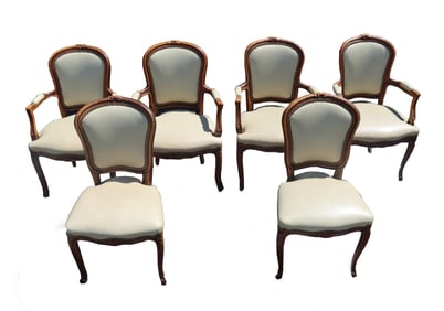(6) Louis XV Style Wood Dining Chairs - AS IS