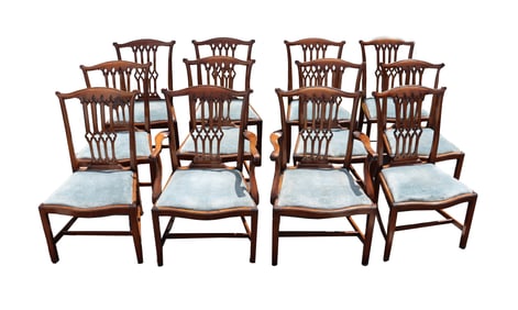 Set of (12) Chippendale Style Mahogany Dining Chairs - AS IS