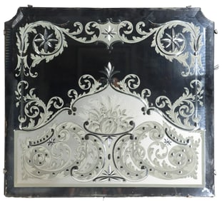 Antique English Etched and Beveled Pub Mirror