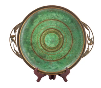 Carl Sorensen (1864-1938) Danish, Art Deco Bronze Verdigris Tray