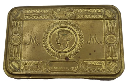 British Princess Mary Christmas 1914 Brass Tobacco Tin Gift Box