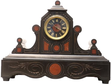 Antique Tiffany & Co. Black Slate and Marble Mantel Clock - Repaired