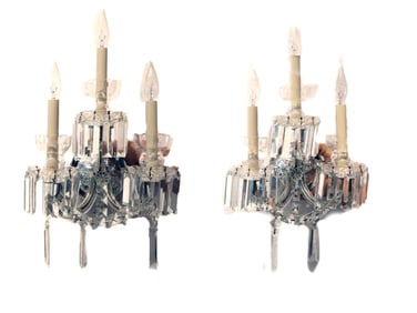 (2) Schonbeck Three-Sconce Electrified Crystal Chandeliers