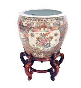 Chinese Famille Rose Painted Porcelain Fish Bowl