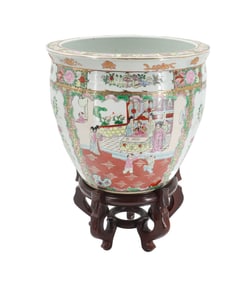 Chinese Painted Porcelain Fish Bowl