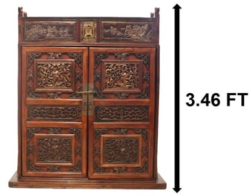 Incredible Chinese Carved Elm Wedding Chest