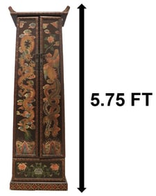 Chinese Polychrome Carved Jewelry Armoire