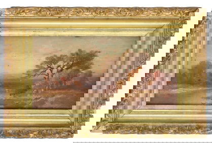 19th Century Hudson River School Oil on Board Landscape