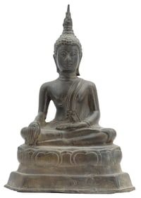 Vintage Thai Bronze Seated Earth Touching Buddha
