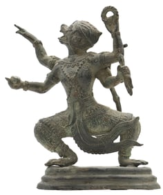 Antique Thai Bronze Hanuman Monkey God Statue