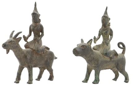 (2) Burmese Bronze Vahana Riders