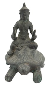 Vintage Asian Bronze Vishnu Riding Turtle