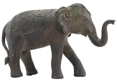 Burmese Bronze Elephant Sculpture