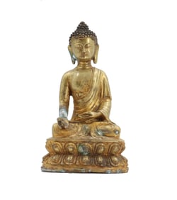 Gilt Bronze Earth-Touching Buddha Figure