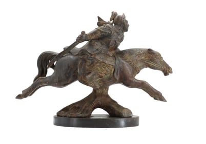 Chinese Bronze Sculpture of Warrior on Horse