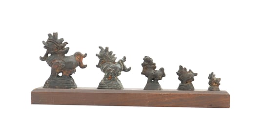 (5) Burmese Bronze Opium Weights