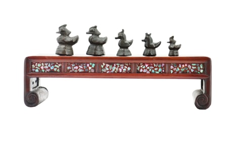 (5) Burmese Bronze Opium Weights