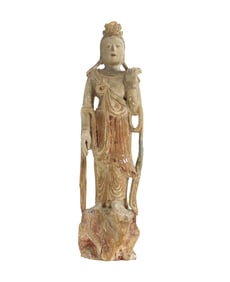 Chinese Carved Wood Kuanyin Statue