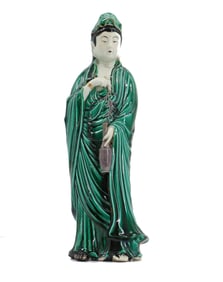 Chinese Painted Ceramic Guanyin Statue