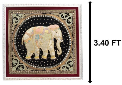 Large Framed Burmese Embroidered Silk Kalaga