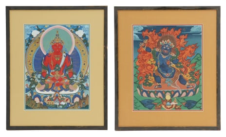(2) Antique Tibetan Buddhist Thangka