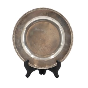 Gorham Silver Soldered Charger Plate With Monogram