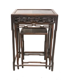 Set of (3) Chinese Rosewood Nesting Tables